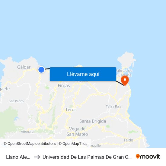 Llano Alegre to Universidad De Las Palmas De Gran Canaria map