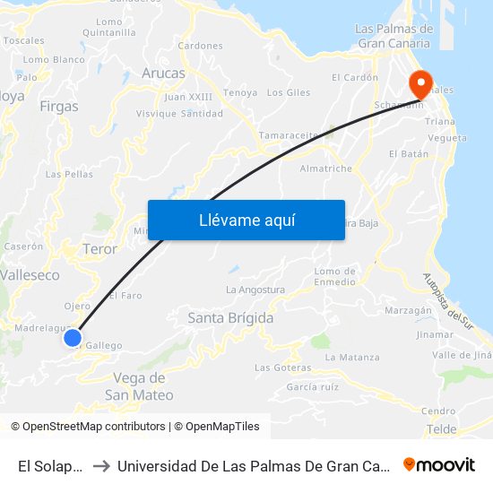 El Solapón to Universidad De Las Palmas De Gran Canaria map