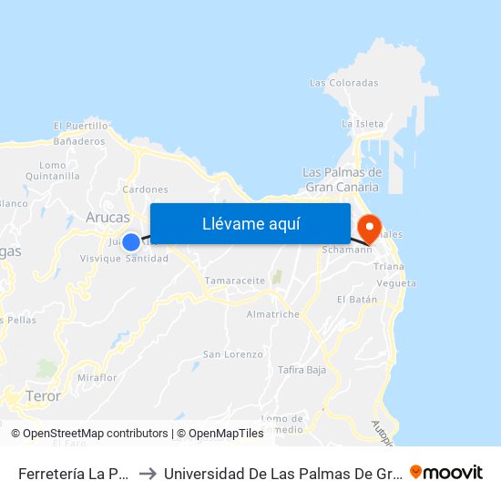 Ferretería La Palmita to Universidad De Las Palmas De Gran Canaria map