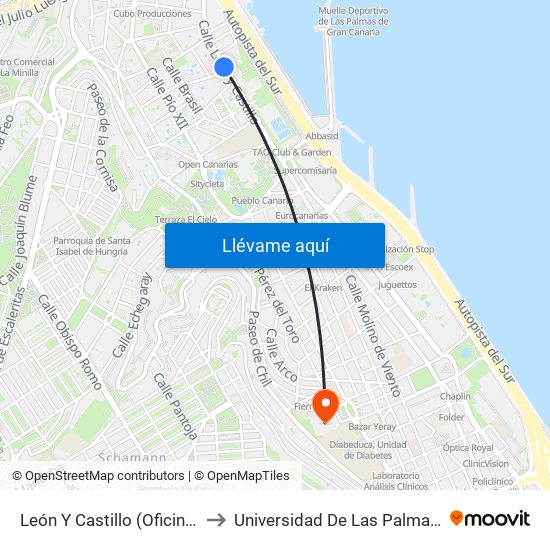 León Y Castillo (Oficinas Municipales) to Universidad De Las Palmas De Gran Canaria map
