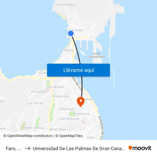 Faro, 43 to Universidad De Las Palmas De Gran Canaria map