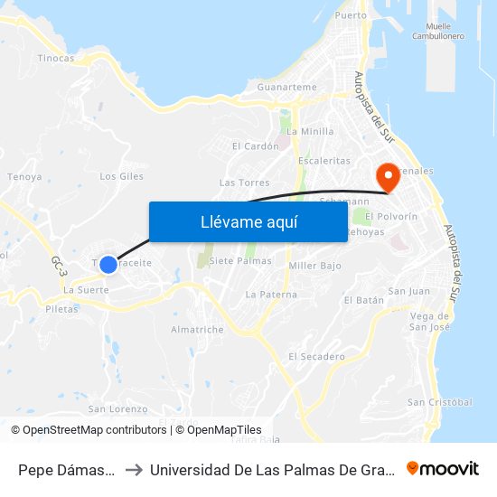 Pepe Dámaso, 32 to Universidad De Las Palmas De Gran Canaria map