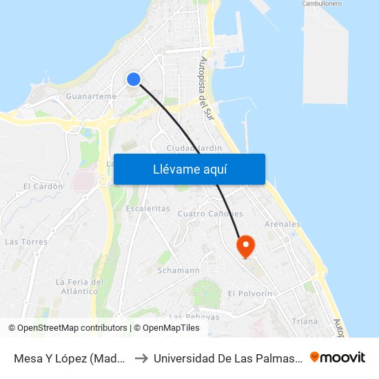 Mesa Y López (Madera Y Corcho) to Universidad De Las Palmas De Gran Canaria map