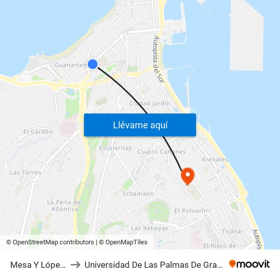 Mesa Y López, 85 to Universidad De Las Palmas De Gran Canaria map