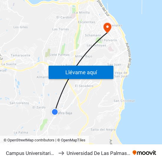 Campus Universitario (Ingenierías) to Universidad De Las Palmas De Gran Canaria map