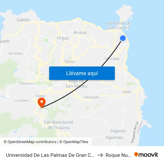 Universidad De Las Palmas De Gran Canaria to Roque Nublo map