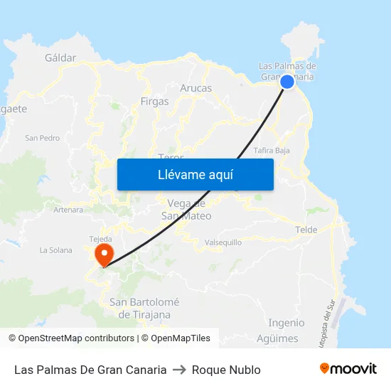 Las Palmas De Gran Canaria to Roque Nublo map