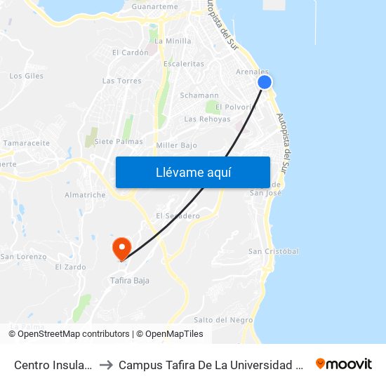 Centro Insular De Deportes to Campus Tafira De La Universidad De Las Palmas De Gran Canaria map