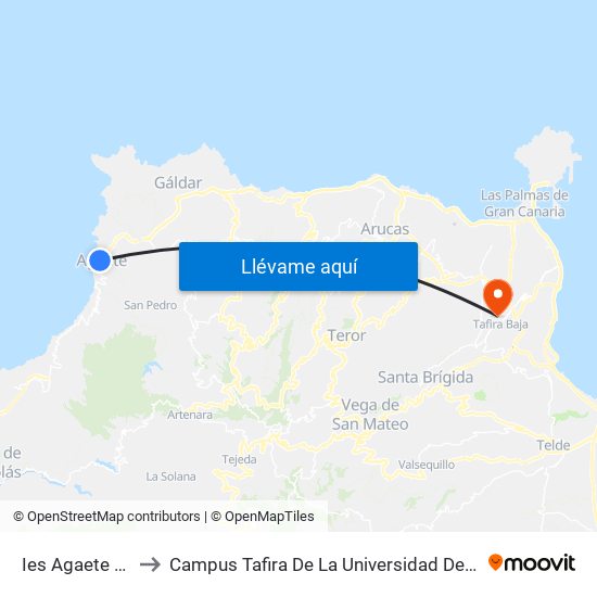 Ies Agaete (El Turman) to Campus Tafira De La Universidad De Las Palmas De Gran Canaria map