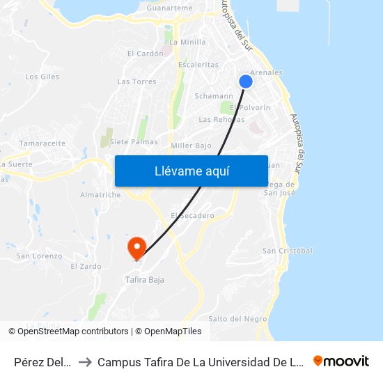 Pérez Del Toro, 13 to Campus Tafira De La Universidad De Las Palmas De Gran Canaria map
