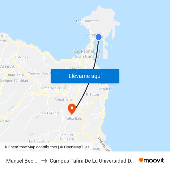 Manuel Becerra (Puerto) to Campus Tafira De La Universidad De Las Palmas De Gran Canaria map