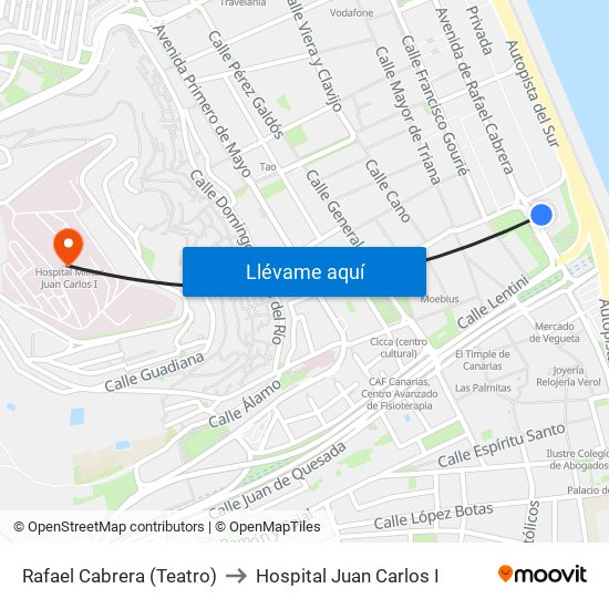 Rafael Cabrera (Teatro) to Hospital Juan Carlos I map