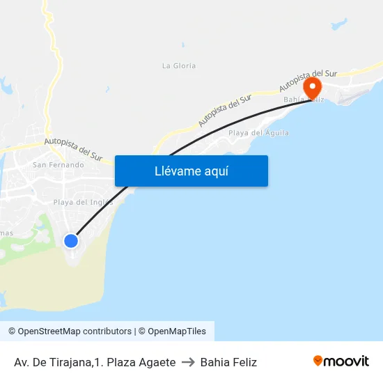 Av. De Tirajana,1. Plaza Agaete to Bahia Feliz map