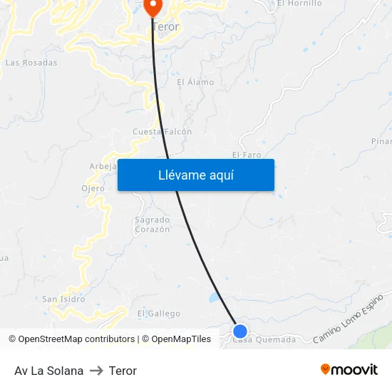 Av La Solana to Teror map