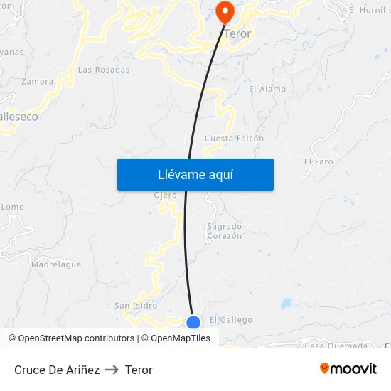 Cruce De Ariñez to Teror map