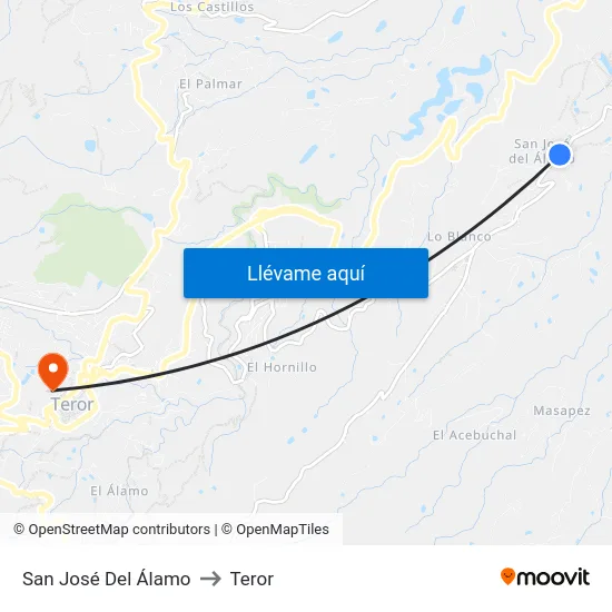 San José Del Álamo to Teror map