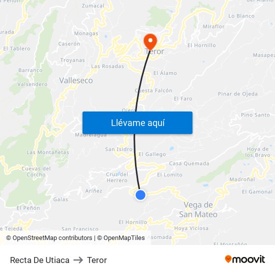 Recta De Utiaca to Teror map
