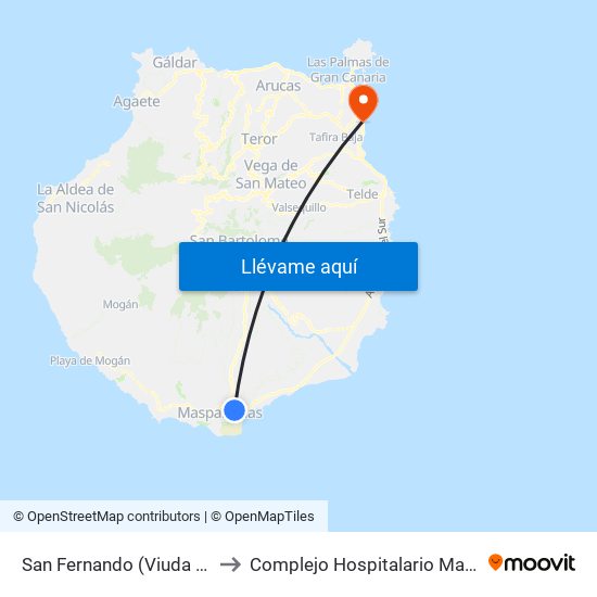 San Fernando (Viuda De Franco) to Complejo Hospitalario Materno-Insular map