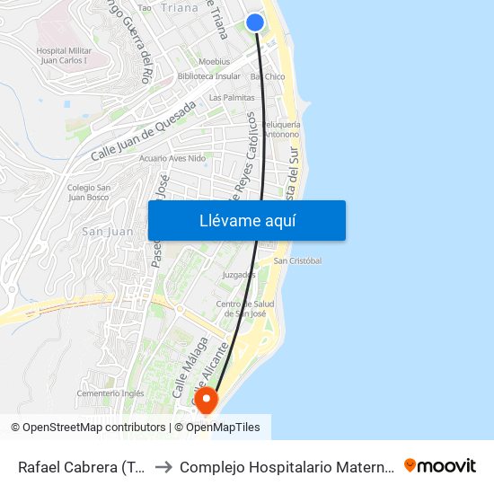Rafael Cabrera (Teatro) to Complejo Hospitalario Materno-Insular map