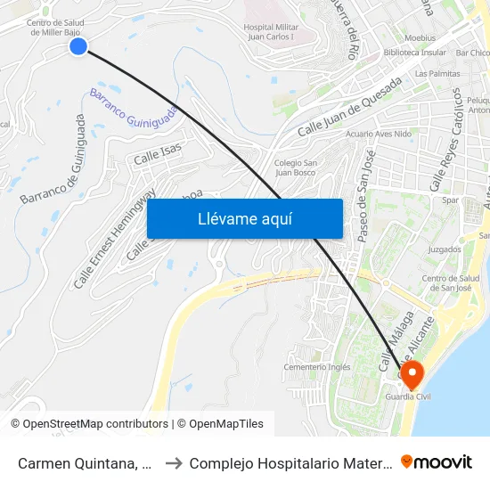 Carmen Quintana, Frente 1 to Complejo Hospitalario Materno-Insular map