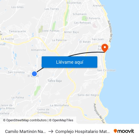 Camilo Martinón Navarro, 30 to Complejo Hospitalario Materno-Insular map