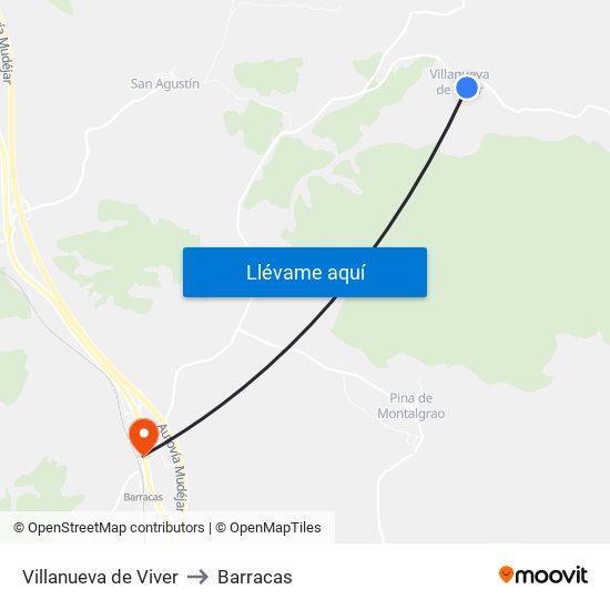 Villanueva de Viver to Barracas map