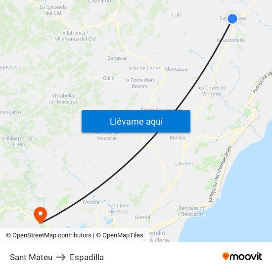 Sant Mateu to Espadilla map