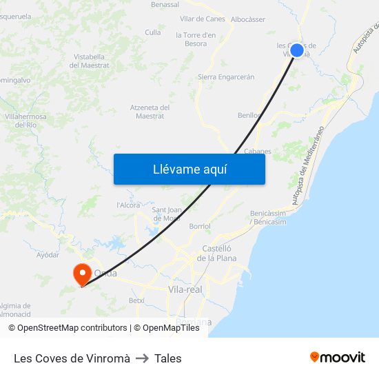 Les Coves de Vinromà to Tales map