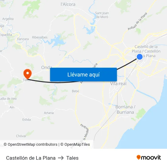 Castellón de La Plana to Tales map