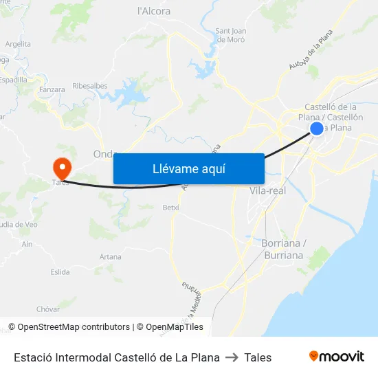Estació Intermodal Castelló de La Plana to Tales map