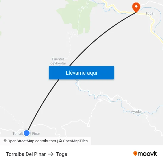 Torralba Del Pinar to Toga map