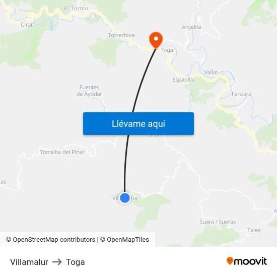 Villamalur to Toga map