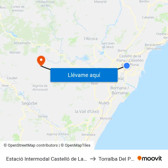 Estació Intermodal Castelló de La Plana to Torralba Del Pinar map