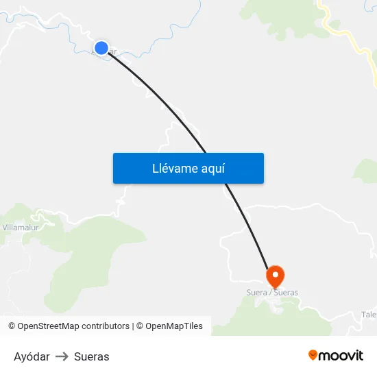 Ayódar to Sueras map