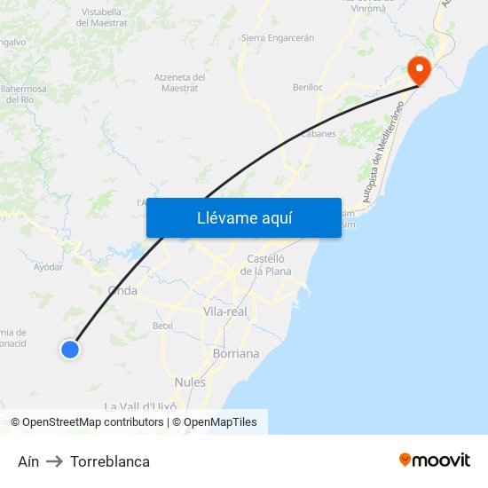 Aín to Torreblanca map