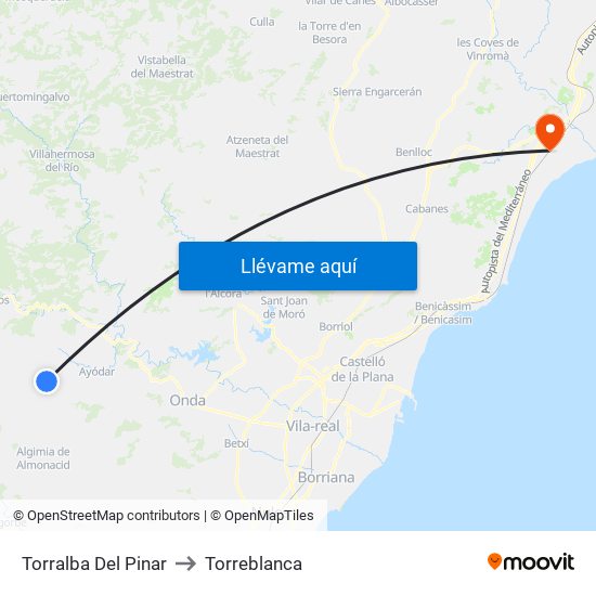 Torralba Del Pinar to Torreblanca map
