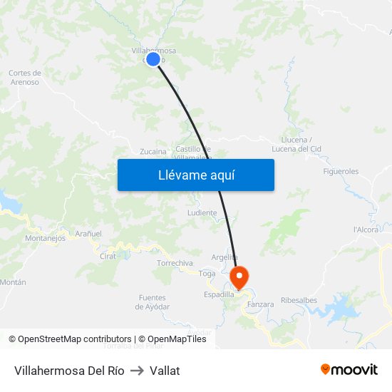 Villahermosa Del Río to Vallat map