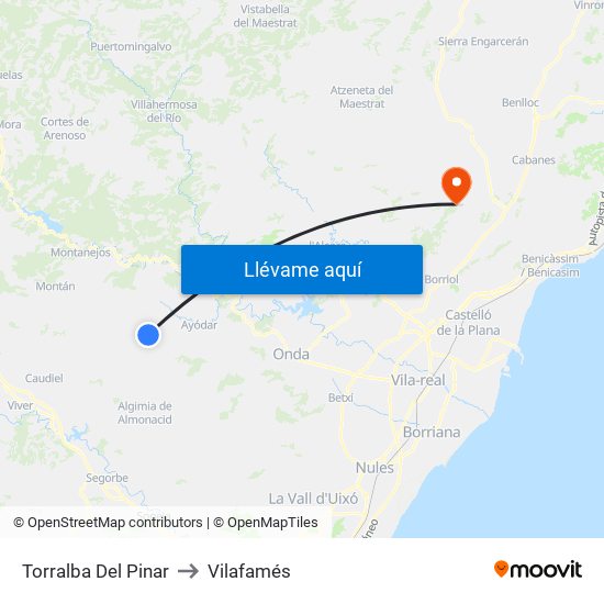 Torralba Del Pinar to Vilafamés map