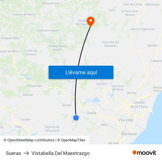 Sueras to Vistabella Del Maestrazgo map