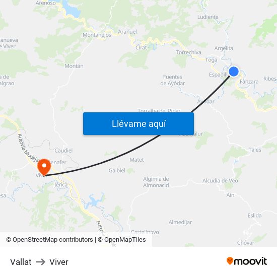 Vallat to Viver map