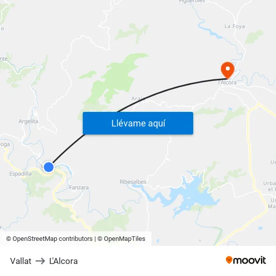 Vallat to L'Alcora map