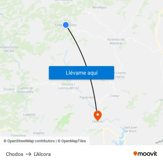 Chodos to L'Alcora map