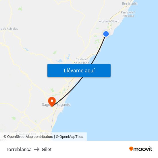 Torreblanca to Gilet map