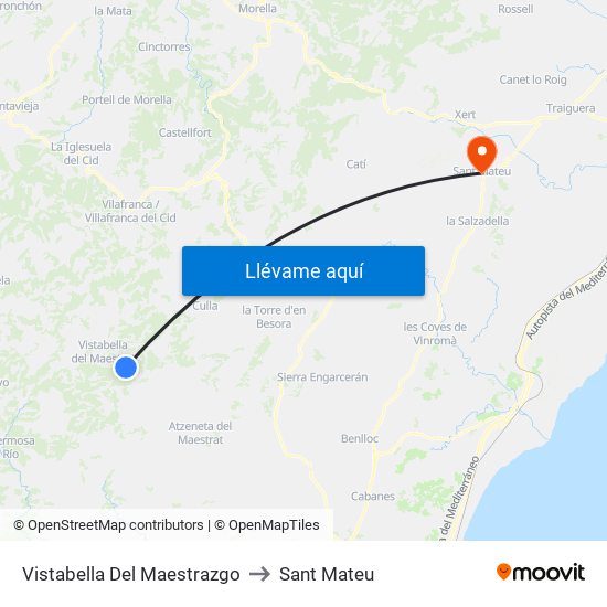 Vistabella Del Maestrazgo to Sant Mateu map