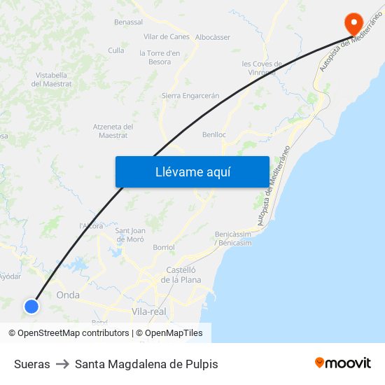 Sueras to Santa Magdalena de Pulpis map