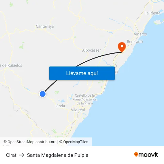 Cirat to Santa Magdalena de Pulpis map