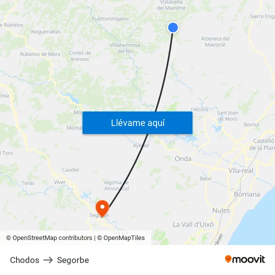 Chodos to Segorbe map