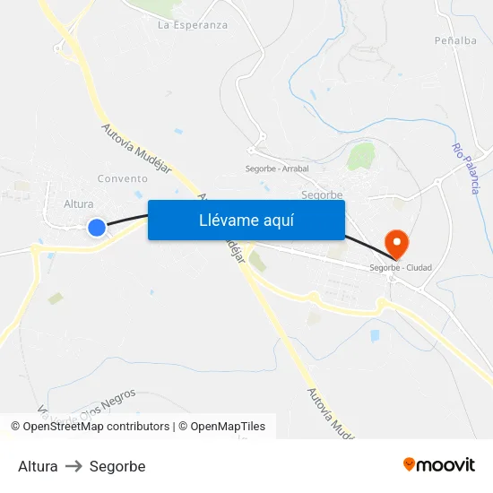 Altura to Segorbe map
