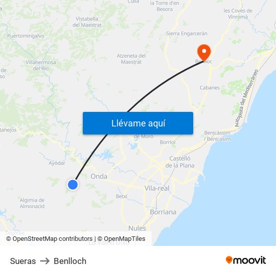 Sueras to Benlloch map