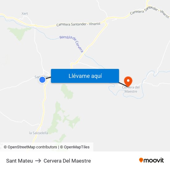 Sant Mateu to Cervera Del Maestre map